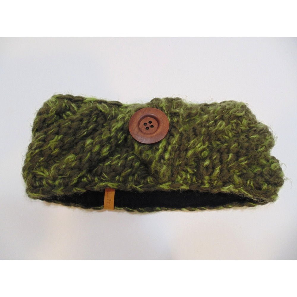 Turtle Fur Green Chunky Cable Knit Acrylic Headband Polyester Lined Ski Gear